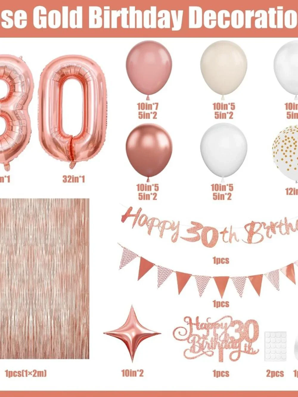 30th Birthday Rose Gold Balloon Arch Kit Blush Pink Party Decorations